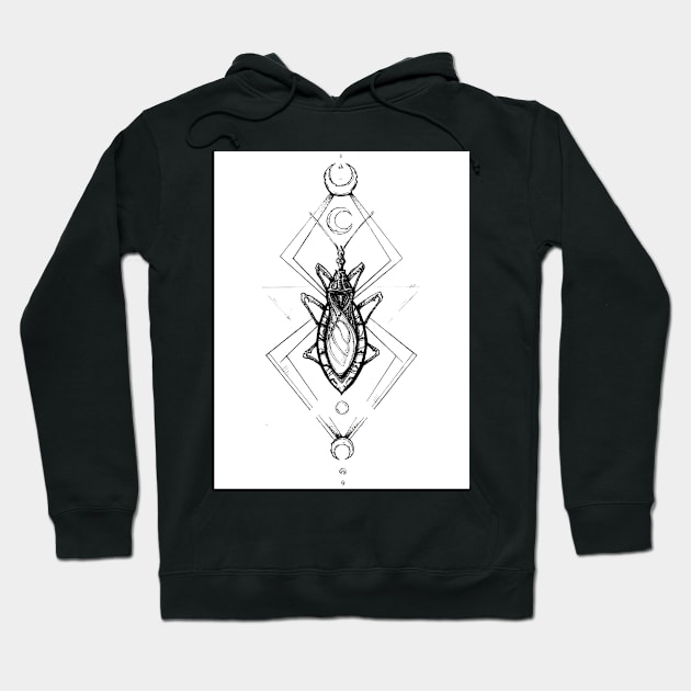 Kissing Bug , Pen and Ink Tattoo Geometric Inspired Hoodie by IrenesGoodies